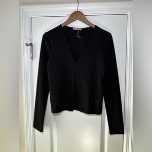 Zara Black V-Neck Top Layering Minimalist Comfy Cozy Fall Winter Sexy Siren